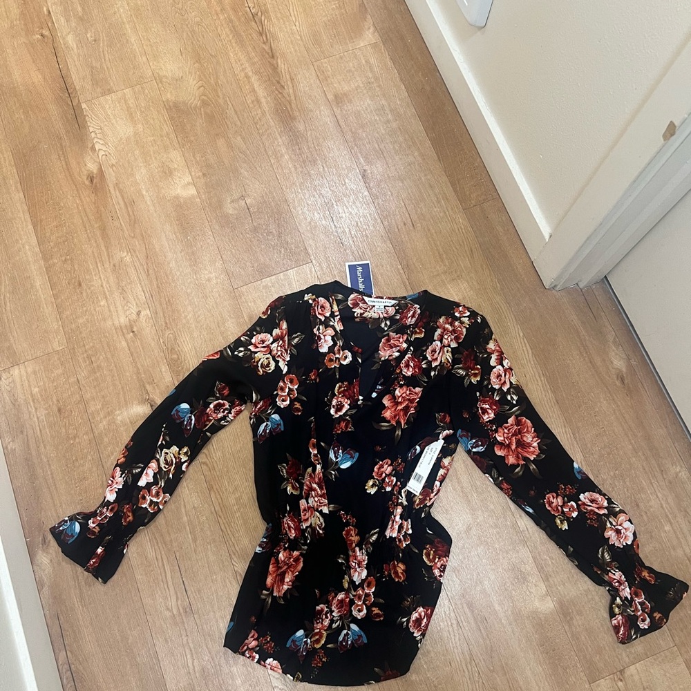 Floral Black Top